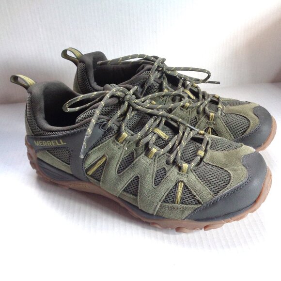 Men's MERRELL DEVERTA 2 Olive Moss Suede HIKING SHOES Size 10.5 - Picture 1 of 7